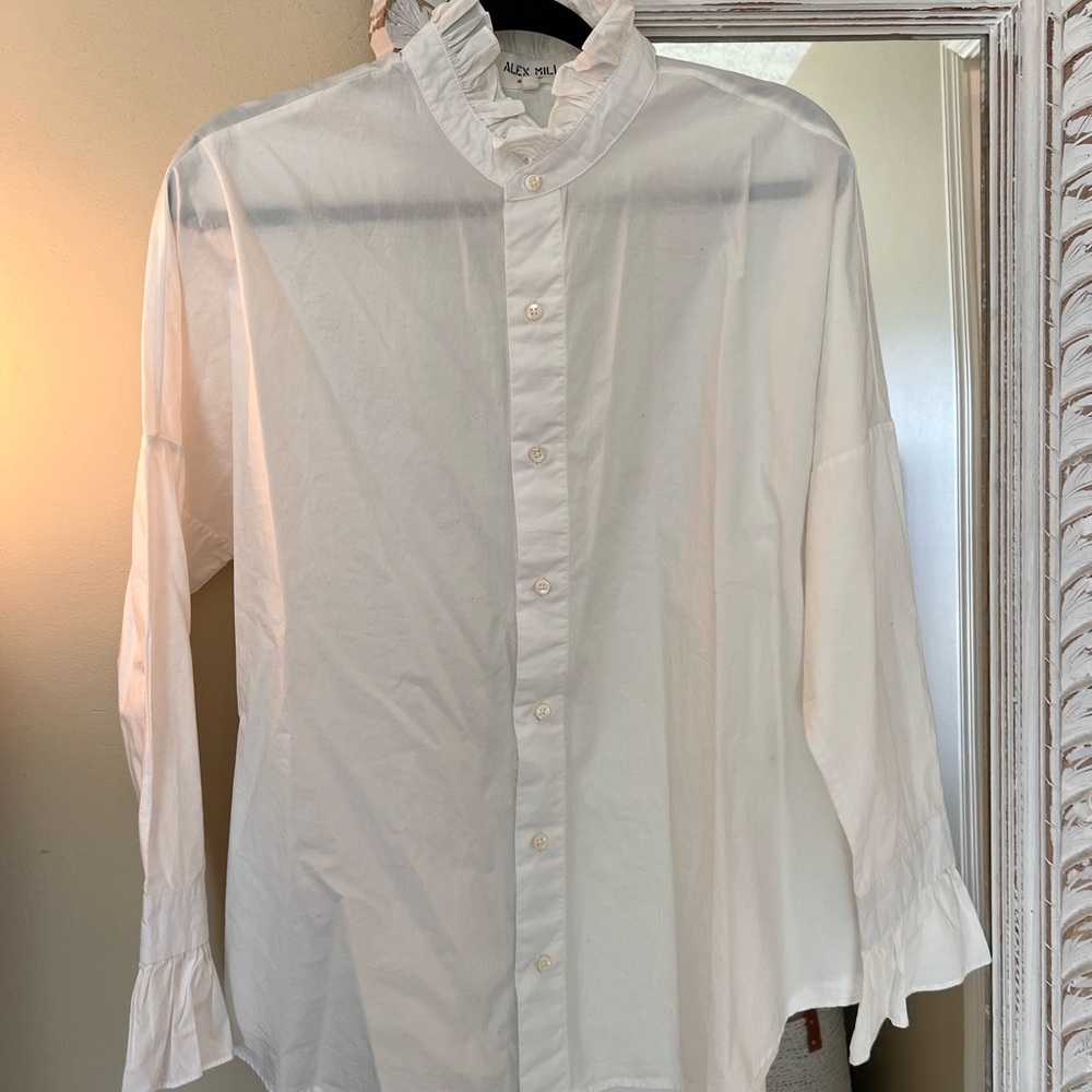Easy Ruffle Shirt in Cotton Poplin